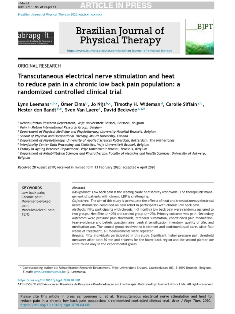 Brazilian Journal of Physical Therapy | PDF | Pain | Physical Therapy