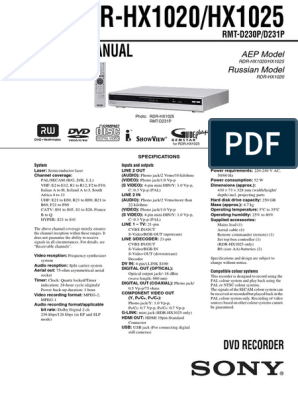 Sony rdr-hx1020 hx1025 SM | PDF | Dvd | Soldering