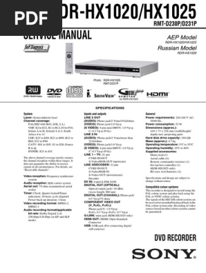 Sony rdr-hx1020 hx1025 SM | PDF | Dvd | Soldering Sony rdr-hx1020 hx1025 SM | PDF | Dvd | Soldering