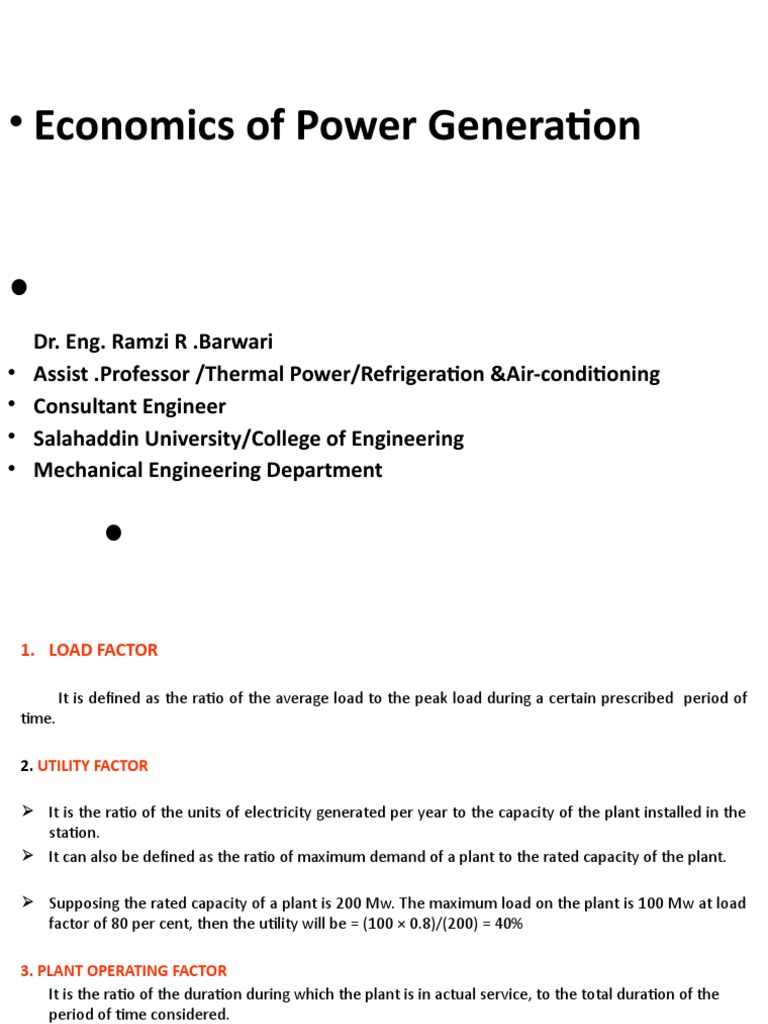 Economics of Power Generation Factors | PDF | Power Station | Interest