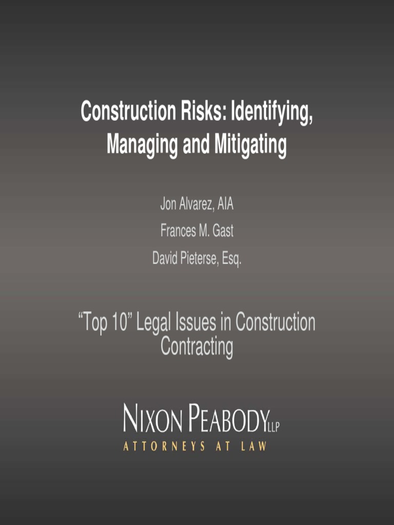 Identifying Managing and Mitigating Construction Risks PDF | PDF | Risk ...