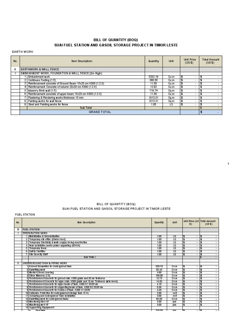 BOQ English Version | PDF | Wall | Masonry