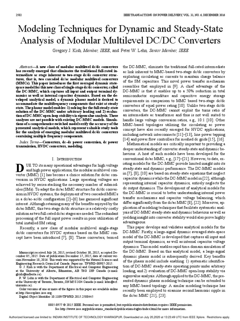 Modeling Techniques For Dynamic and Steady-State Analysis of Modular ...
