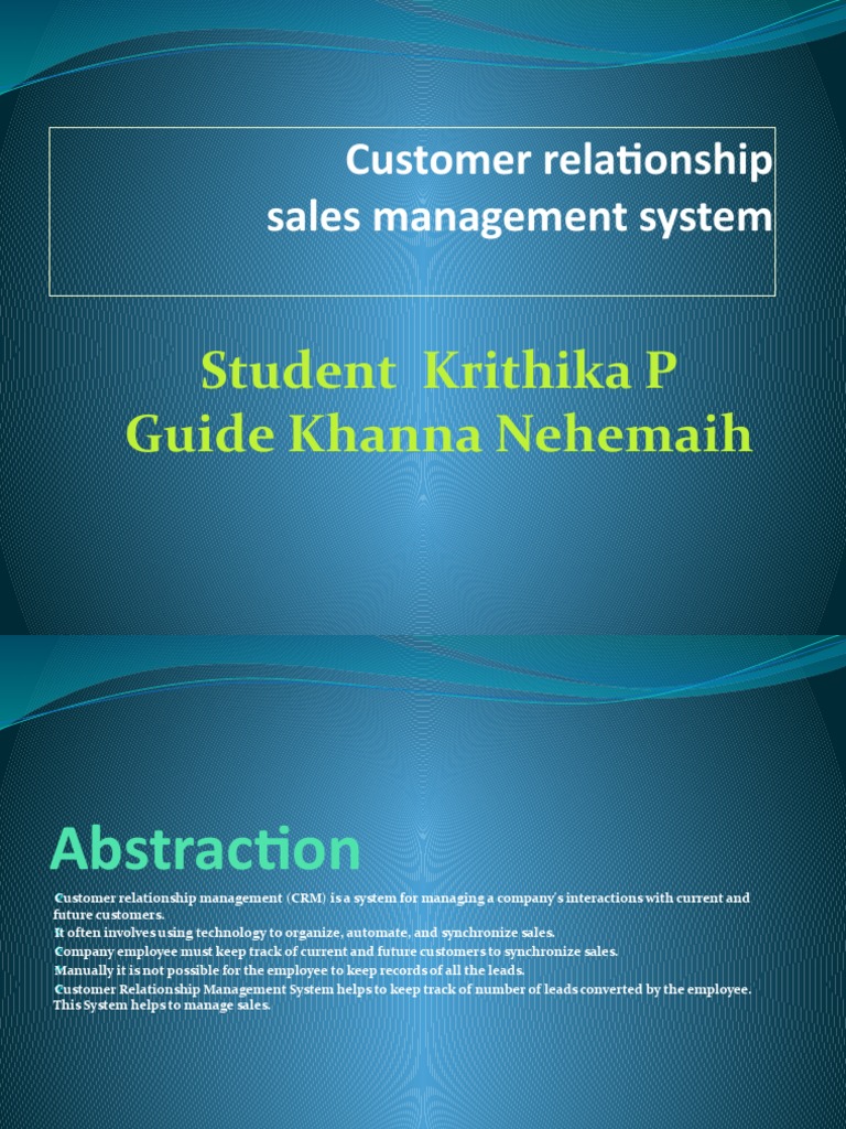Android CRM System for Sales Management | PDF | Customer Relationship ...