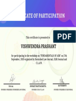 Certificate of Participation: Vishwendra Prashant