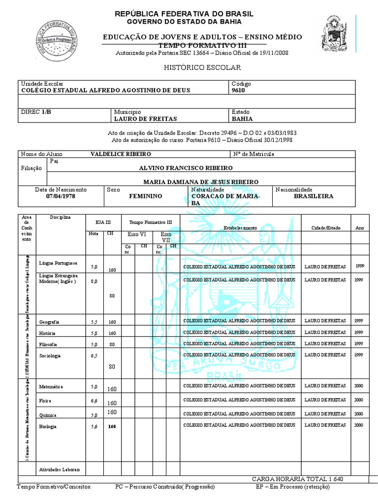 Modelo Eja | PDF | Faculdade | Ensino médio