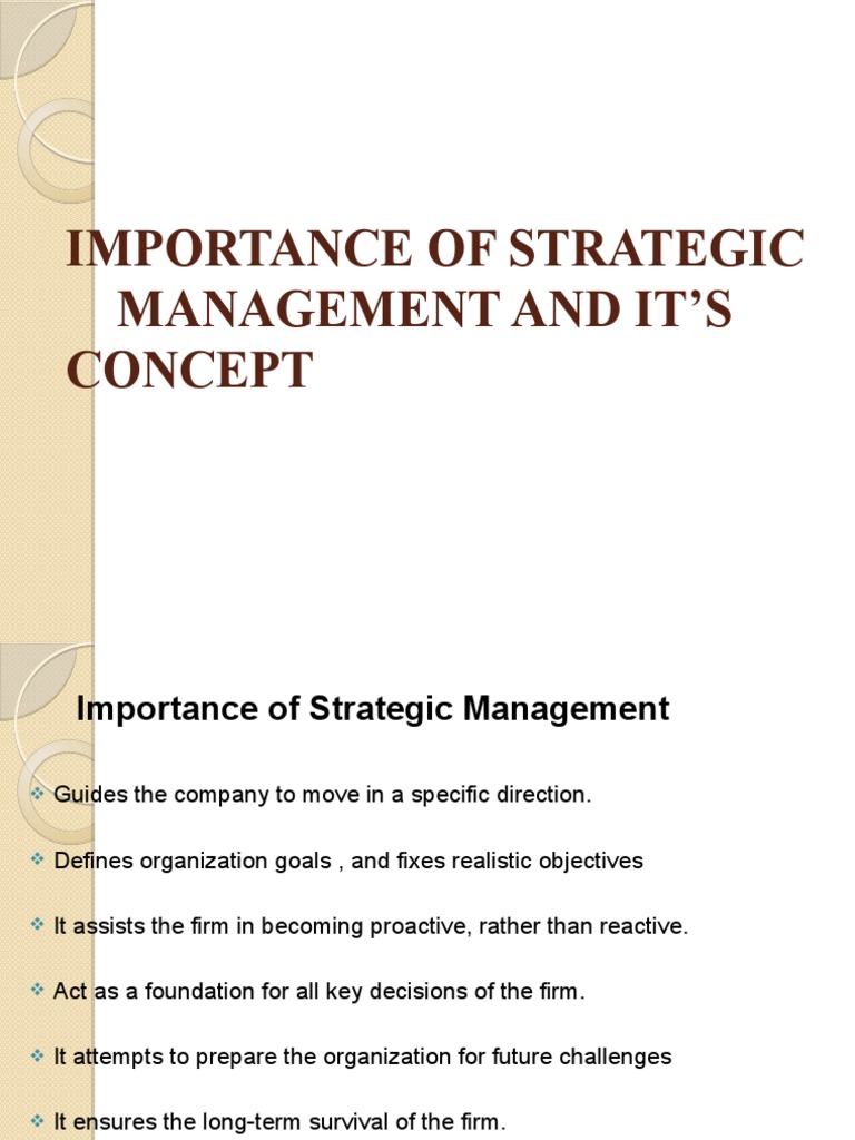 Importance of Strategic | PDF | Strategic Management | Goal