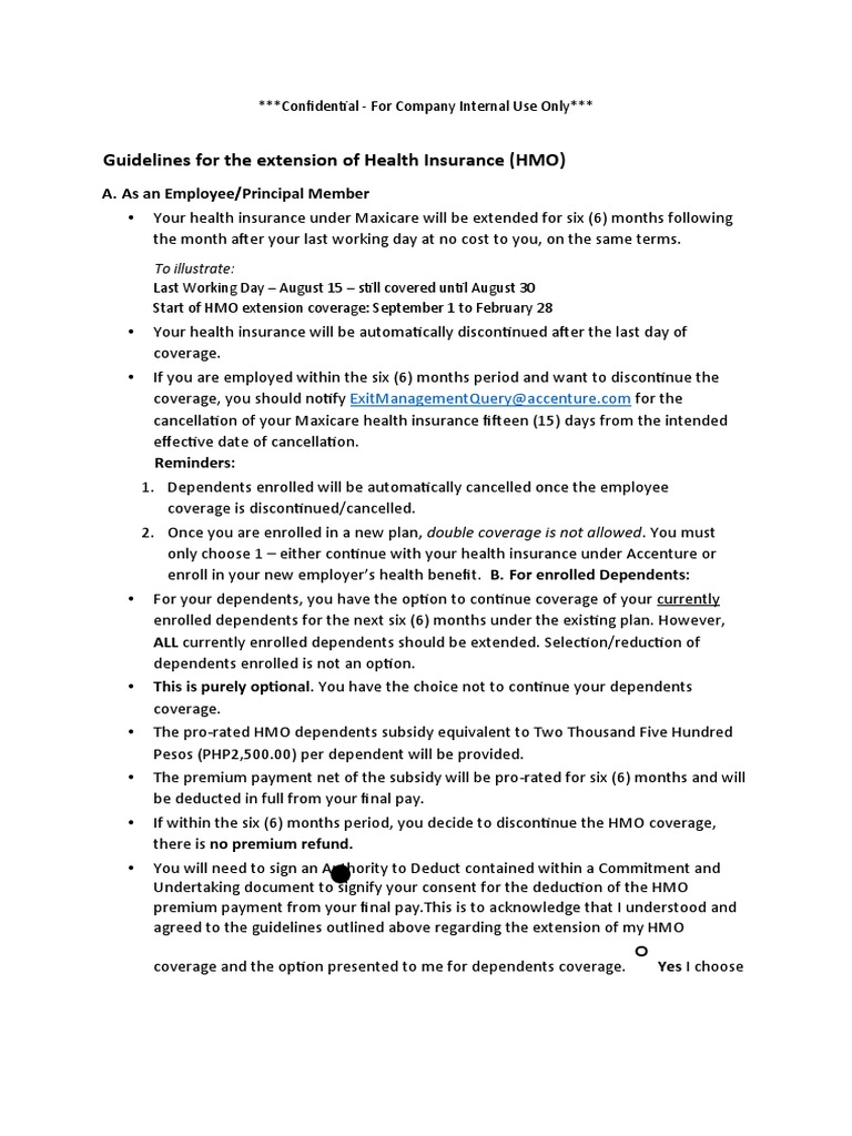 Health Insurance Extension Guidelines | PDF | Health Maintenance ...