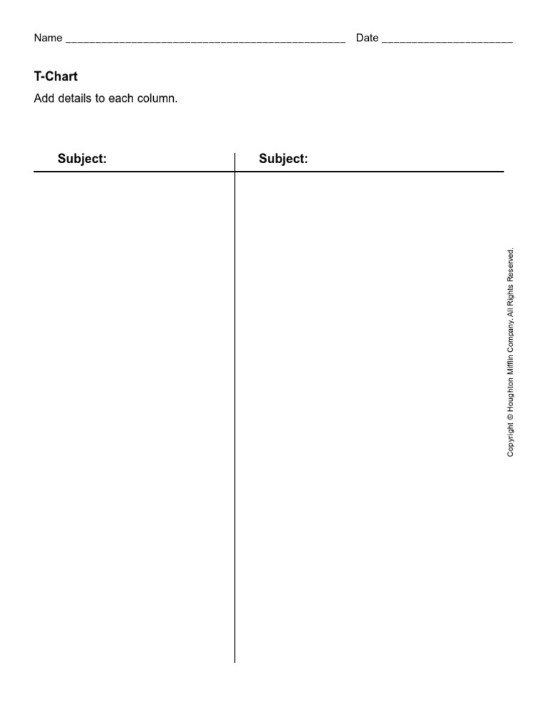 Graphic Organizer TChart PDF
