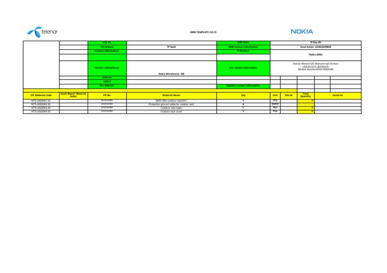 RMR Logistics Template V2.2 | PDF | Computing And Information Technology