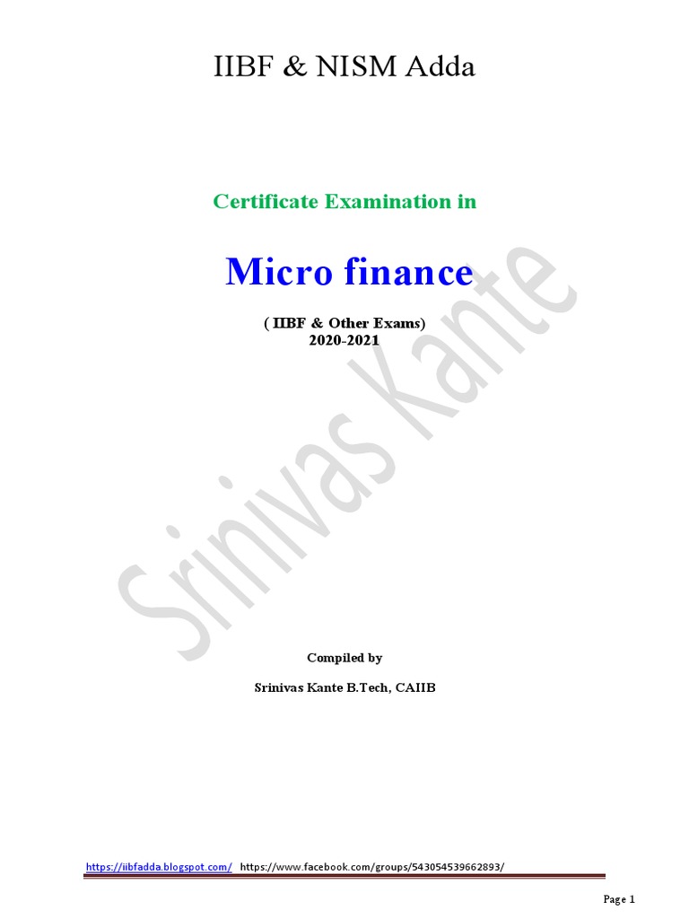 Microfinance Certification Exam Overview | PDF | Microfinance ...