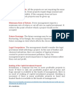 Availability of Funds: Ranking of The Capital Investment Proposal