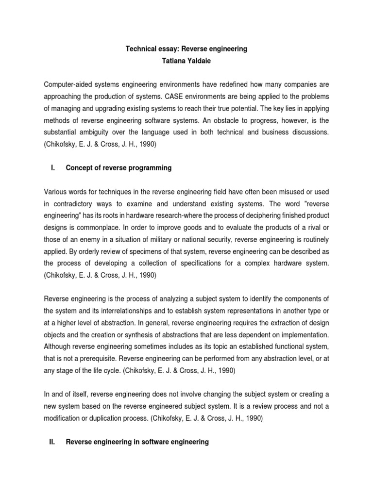 Technical Essay: Reverse Engineering Tatiana Yaldaie | PDF | System ...