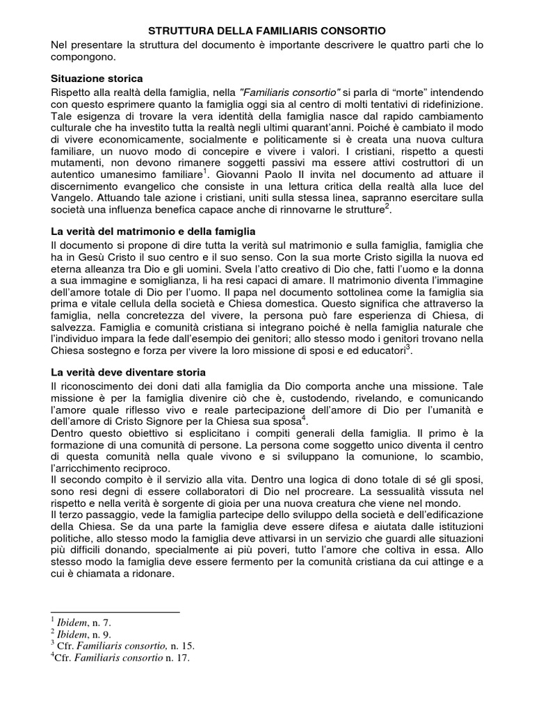 Struttura Della Familiaris Consortio | PDF