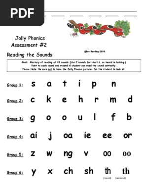 Jolly Phonics Assessment 2 Reading The 43 Sounds | PDF