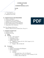 Course Outline IN Constitutional Law 1: A. General Considerations