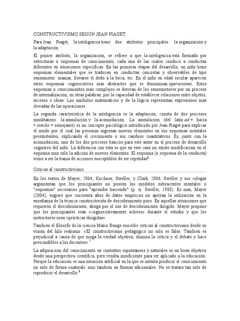 Constructivismo según Jean Piaget | PDF | Constructivismo (filosofía de ...