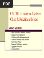 CSC311: Database Systems Chap 3: Relational Model: Lecture Contents