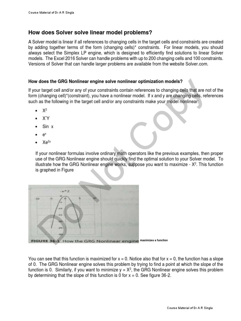 Do Not Copy How Does Solver Solve Linear Model Problems? PDF