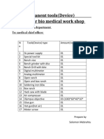 Basic Permanent Tools (Device) Required For Bio Medical Work Shop