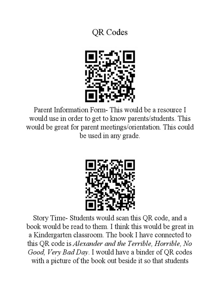 QR Codes Document | PDF