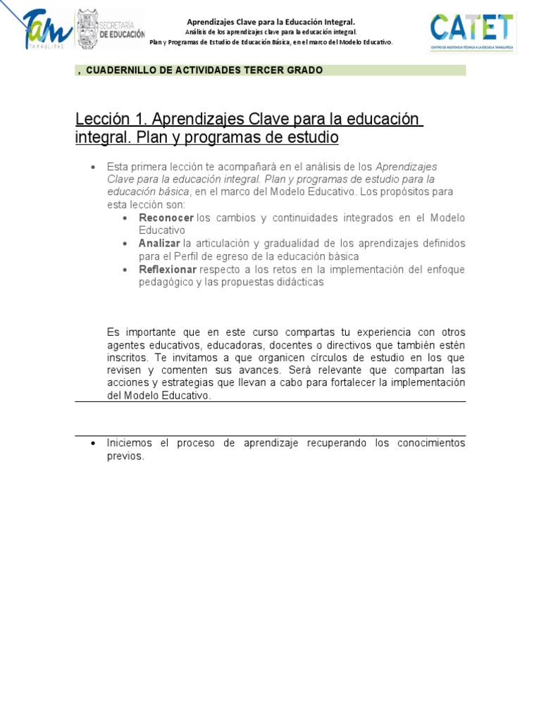 Cuadernillo Tercer Grado | PDF | Educación primaria | Plan de estudios