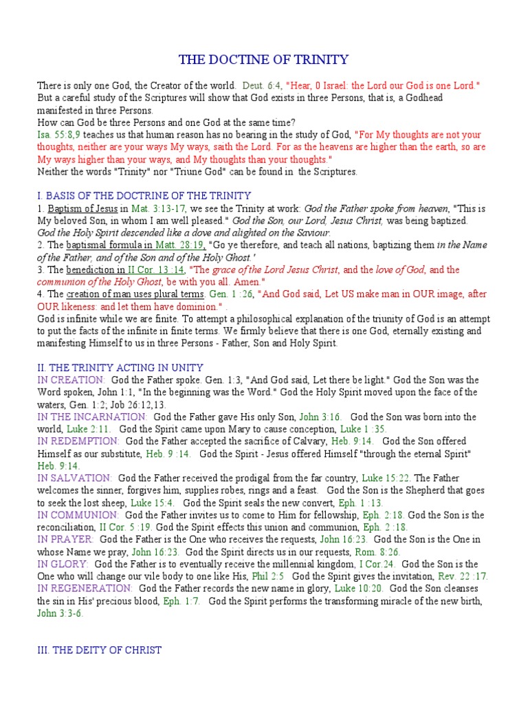 I. Basis of The Doctrine of The Trinity | PDF | Trinity | God The Father