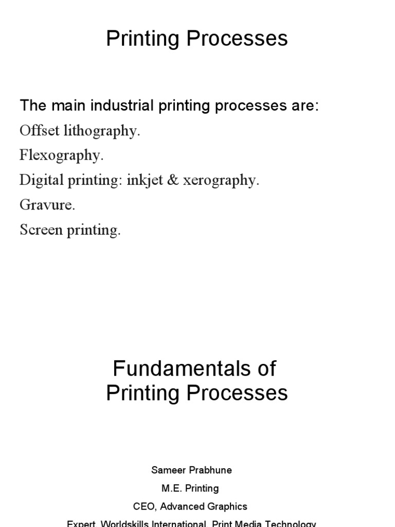 The Main Industrial Printing Processes Are PDF Printing Lithography