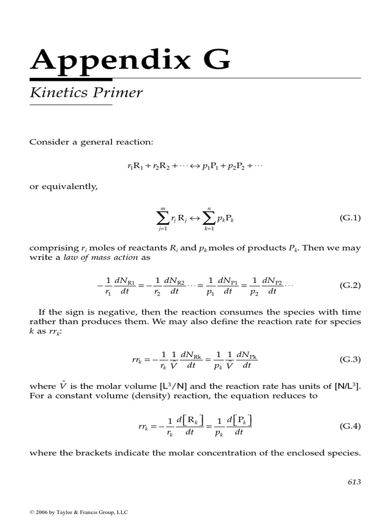 Appendix G: Kinetics Primer | PDF | Reaction Rate | Mole (Unit)