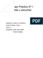 Trabajo Práctico N1 HABLAR y ESCUCHAR (Lengua y Su Didáctica I.)