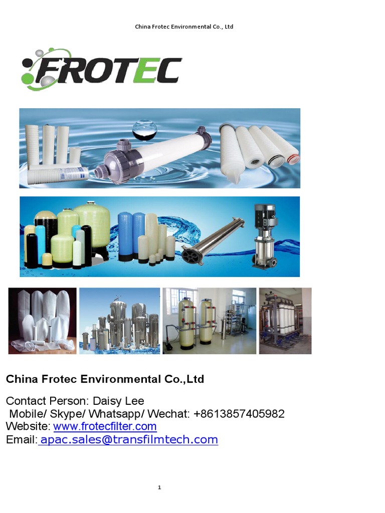 Frotec Water Treatment Solutions | PDF | Membrane | Filtration