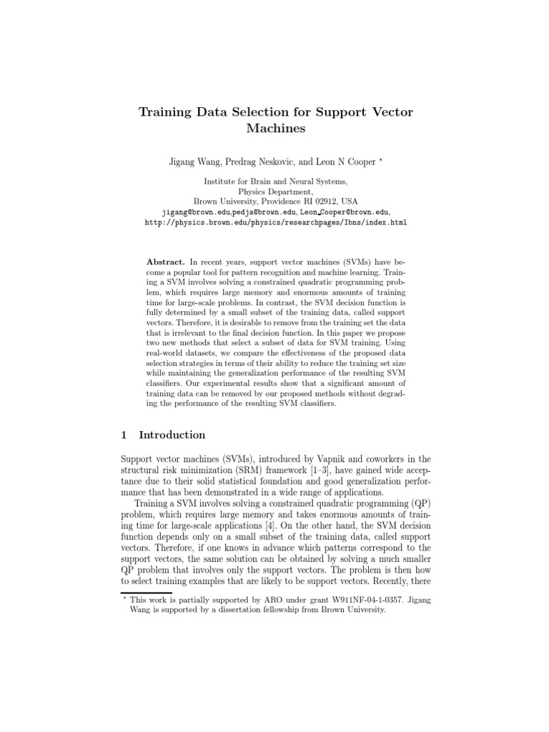 Optimizing SVM Training Data Selection | PDF | Applied Mathematics ...