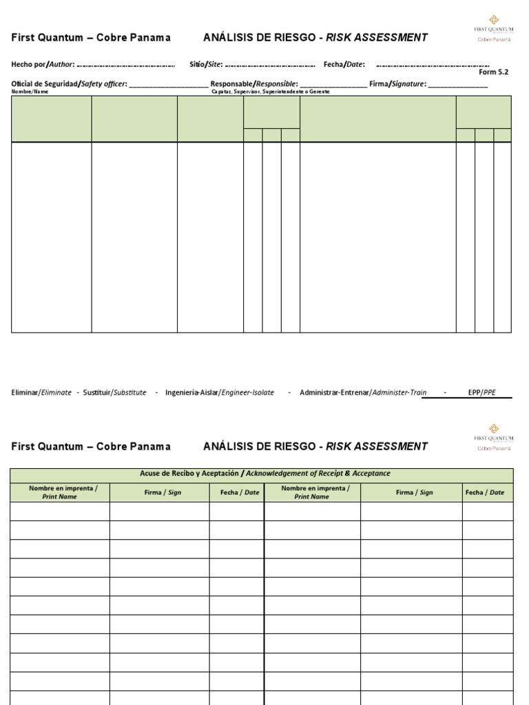 Analiis de Riesgo Risk Assessment Form Span-Eng ATS | PDF
