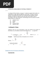 Arithmetic Mean: Averages or Measures of Central Tendency