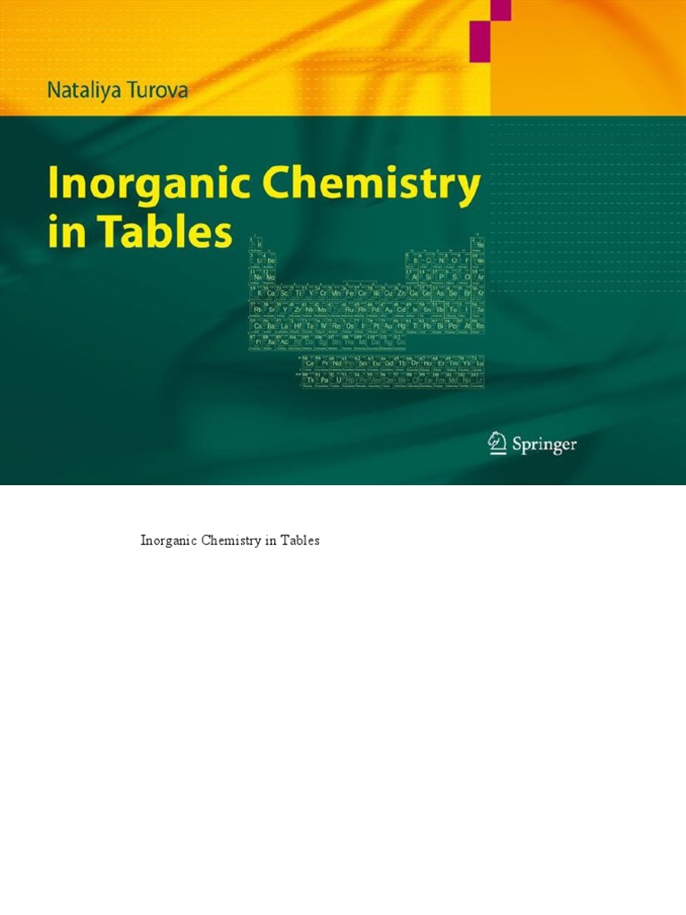 11 Quimica Inorganica En Tablas Turova N Copyright Chemistry