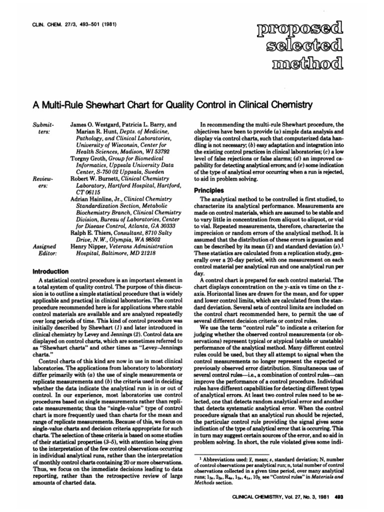 cIL Ix1: A Multi-Rule Shewhart Chart For Quality Control in Clinical