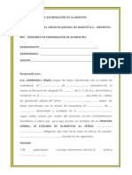 Demanda de Exoneración de Alimentos