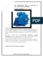 CARACTERISTICAS MAS IMPORTANTES PARA LA SELECCION DE BOMBAS 123