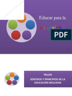 Taller SENTIDOS Y PRINCIPIOS DE LA EDUCACIÓN INCLUSIVA