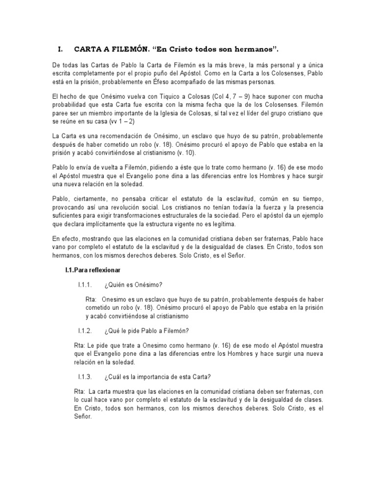 Carta A Filemón | PDF | Epístola a Filemón | Fe