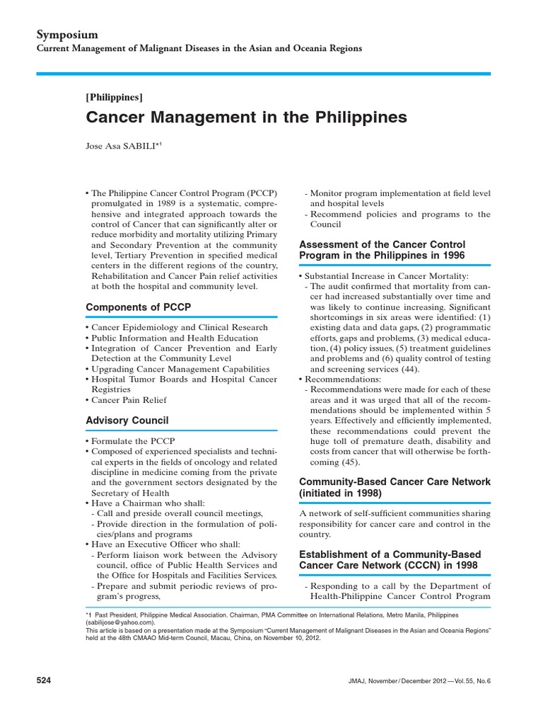 Cancer Management in the Philippines | PDF | Preventive Healthcare | Cancer
