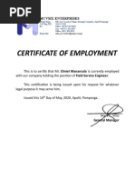 Certificate of Employment JM