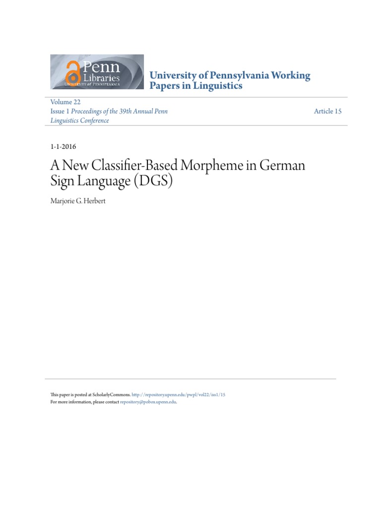 A New Classifier-Based Morpheme in German Sign Language | PDF | Sign ...