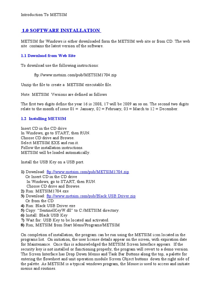 METSIM Software Installation Guide | PDF | Control Theory | Chemical ...