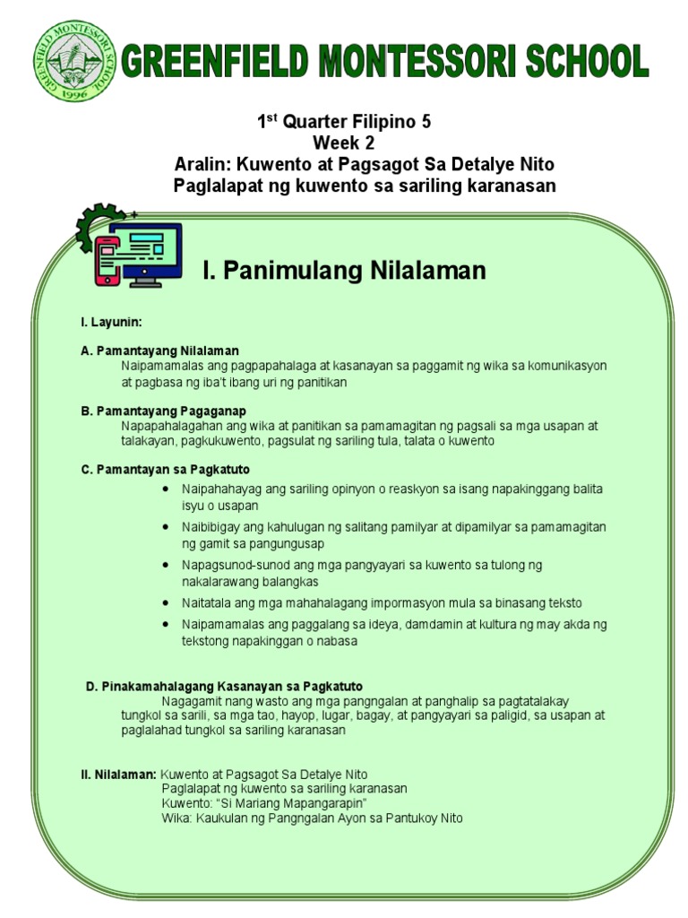 Filipino 5 Week 2 Pdf Pdf