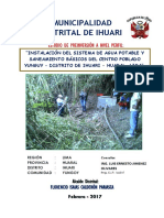 Municipalidad Distrital de Ihuari: Estudio de Preinversión A Nivel Perfil
