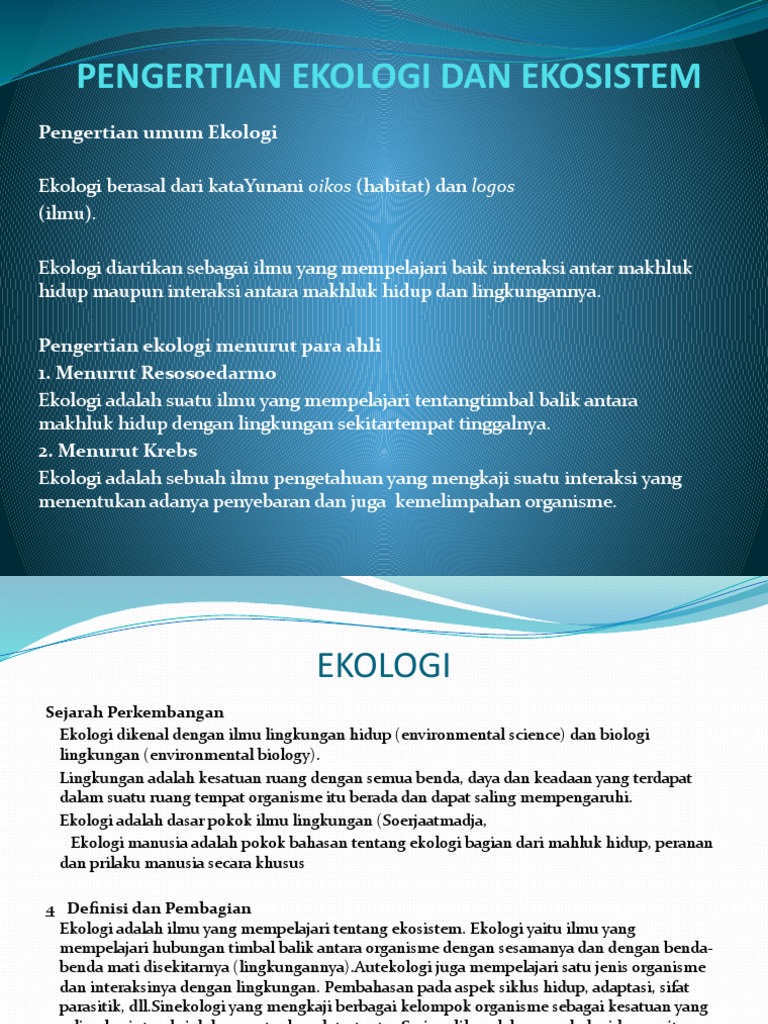 Pengling 2 Pengertian Ekologi Dan Ekosistem Pdf