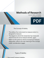 Research Methods Validity Reliability