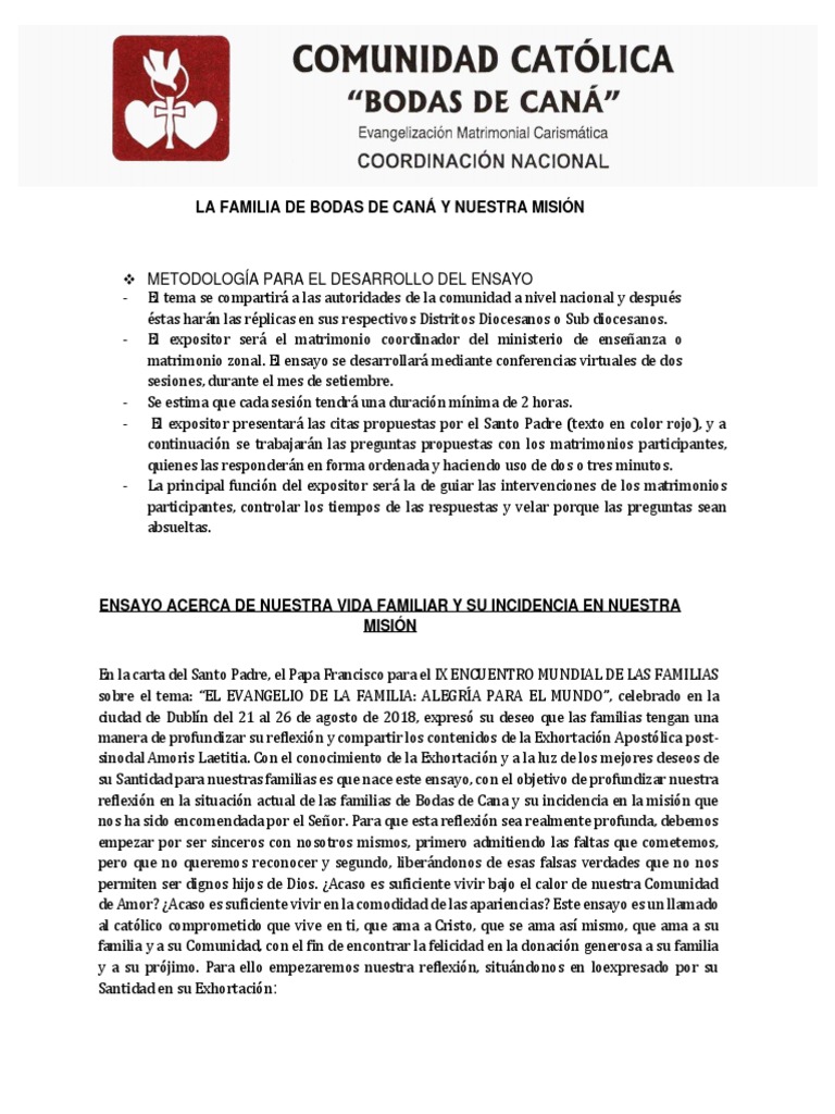 Reflexiones sobre la Familia y Misión | PDF | Matrimonio | Familia