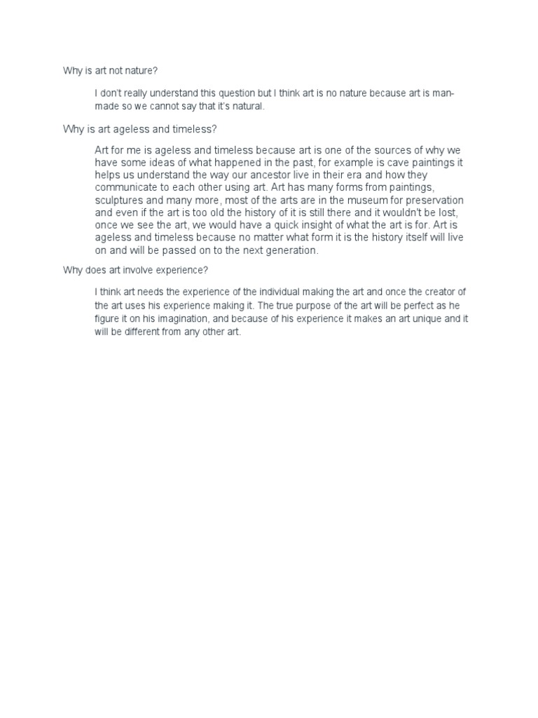 Why Is Art Not Nature PDF